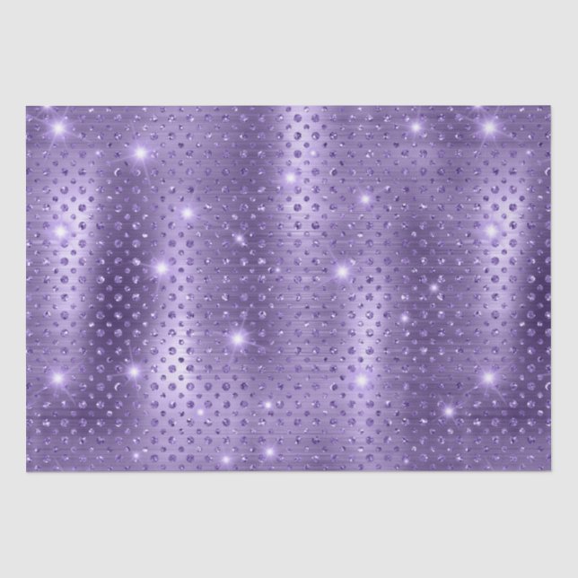 Elegant Purple Polka Dot Metallic Glitter Pattern Tissue Paper (Front)