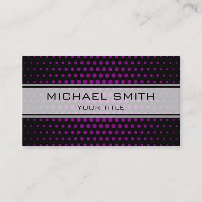 Elegant Purple Polka Dot Pattern Business Card (Front)