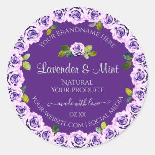 Elegant Purple Product Label Floral Blooming Roses