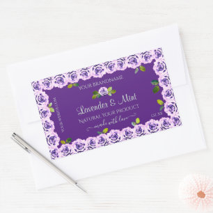 Elegant Purple Product Label Floral Blooming Roses