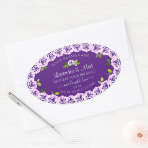Elegant Purple Product Label Floral Blooming Roses