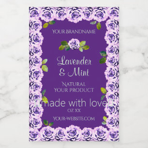 Elegant Purple Product Label Floral Blooming Roses