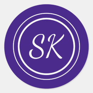 Elegant Purple Professional Monogram Business Classic Round Sticker