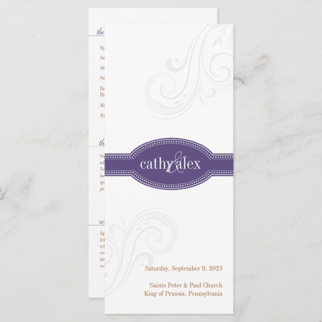 Elegant Purple Program, Caroline Wedding (Front/Back)