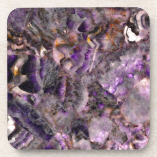 Elegant purple quartz granite stone marble pattern coaster