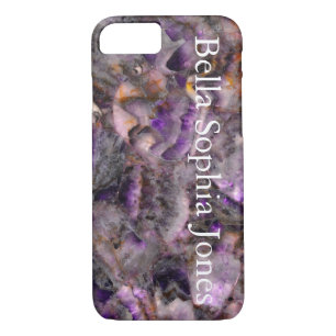Elegant Purple Quartz marble monogrammed Case-Mate iPhone Case