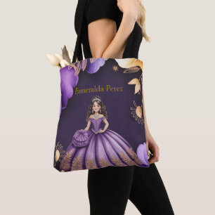 Elegant Purple Quinceañera Girl Art Gift Tote Bag