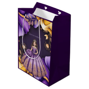 Elegant Purple Quinceañera Girl Art Medium Gift Bag
