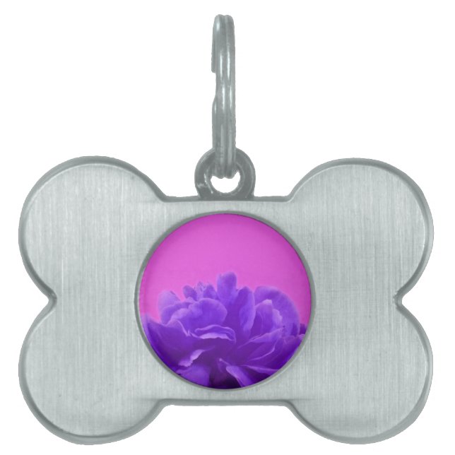 Elegant Purple Raspberry Floral Pet Tag (Front)