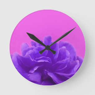 Elegant Purple Raspberry Floral Round Clock