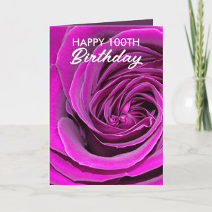 Elegant Purple Rose 100th Birthday Card