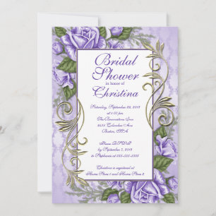 Elegant Purple Rose Bridal Shower invitations