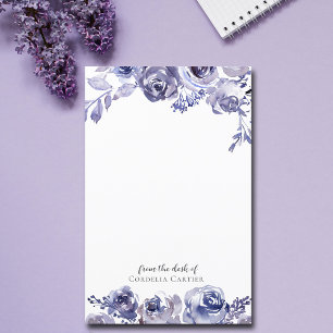 Elegant Purple Rose Floral Custom Stationary Paper