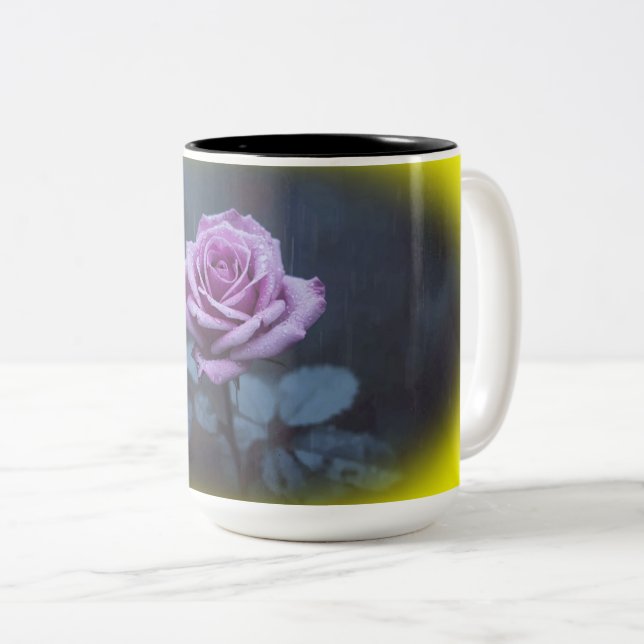 Elegant Purple Rose in the Rain Mug (Front Right)
