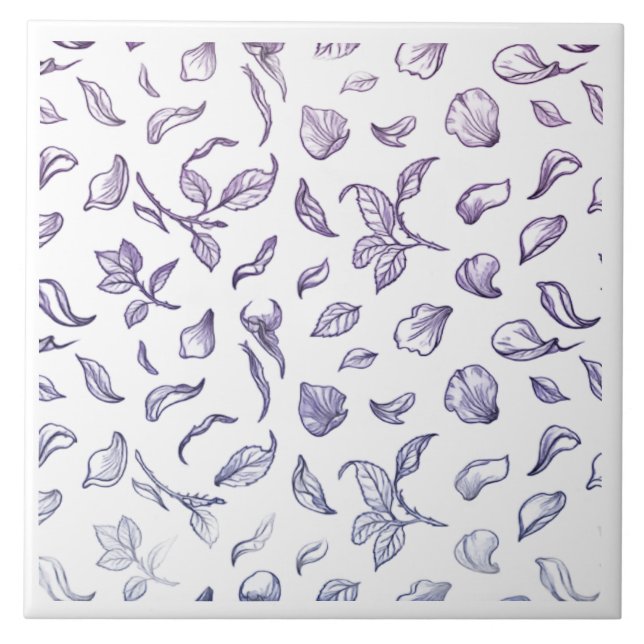 Elegant Purple Rose Petal Pattern Ceramic Tile -  (Front)