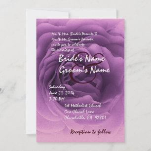 Elegant PURPLE Rose Wedding Invitation