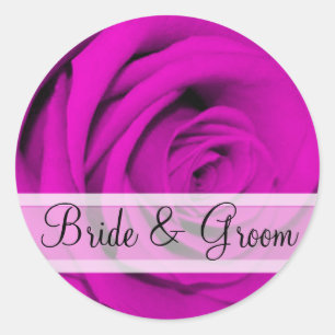 Elegant Purple Rose Wedding Stickers