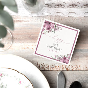 Elegant Purple Roses 60th Birthday Party Napkin