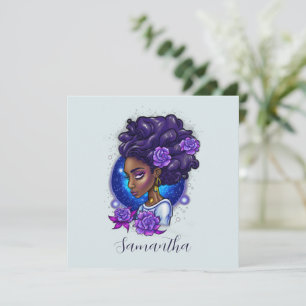 Elegant Purple Roses Afro Woman