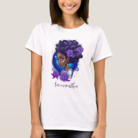 Elegant Purple Roses Afro Woman