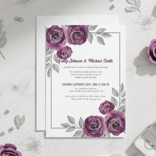 Elegant Purple Roses and Silver Glitter Wedding