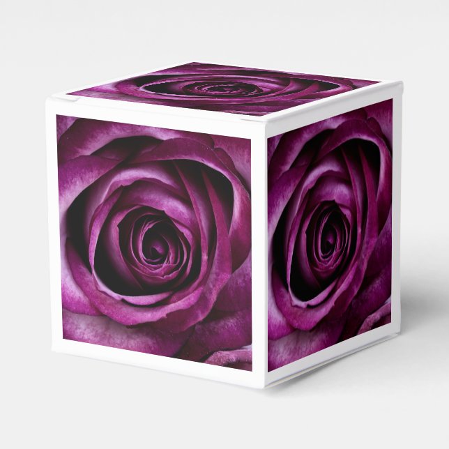 Elegant Purple Roses Close Up Favour Box (Front Side)