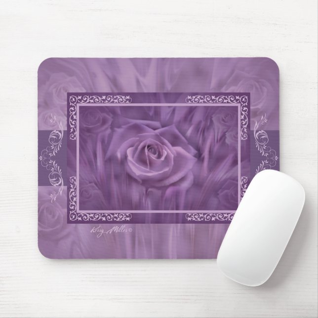 Elegant Purple Roses Mouse Pad (With Mouse)