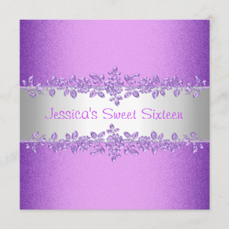 Elegant Purple Roses Sweet Sixteen Birthday Invitation
