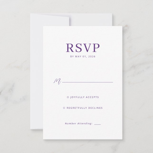 Elegant Purple RSVP Card (Front)