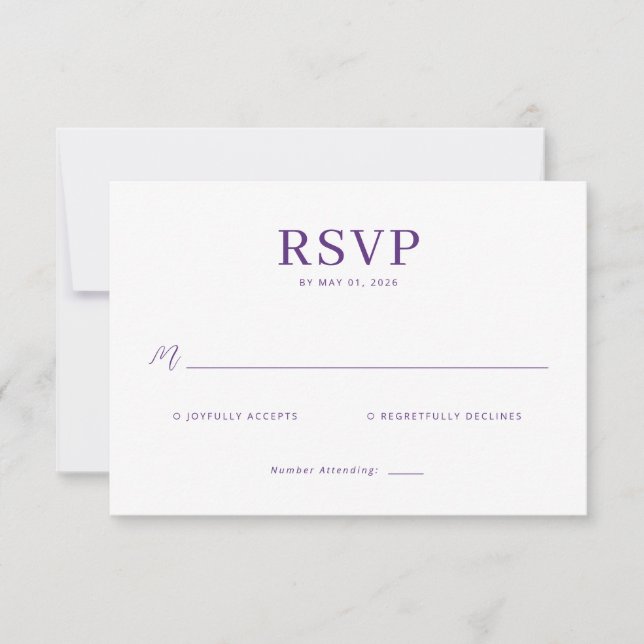 Elegant Purple RSVP Card (Front)