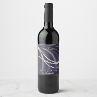 ELEGANT PURPLE SATIN PEARL CUSTOMIZABLE WINE LABEL