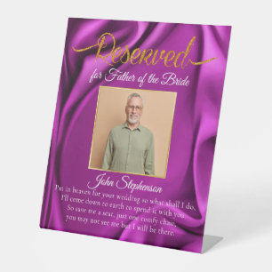 Elegant Purple Save A Seat Photo Wedding Memorial Pedestal Sign
