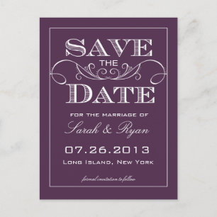 Elegant Purple Save the Date Announcement Postcard