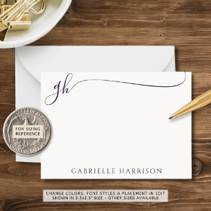 Elegant Purple Script Monogram Initials Card