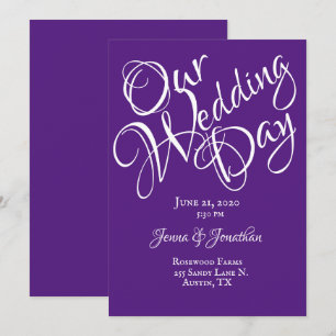 Elegant Purple Script Wedding Invitation