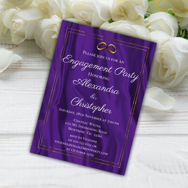 Elegant Purple Silk Engagement Party Invitation (Creator Uploaded)