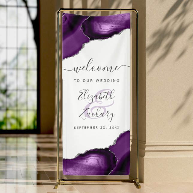 Elegant Purple Silve Agate Corners Wedding Welcome Banner (Creator Uploaded)