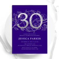 Elegant Purple Silver 30th Birthday