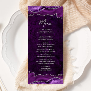 Elegant Purple Silver Agate Wedding Menu