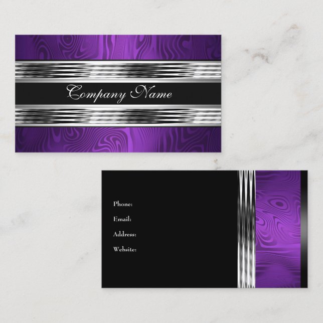 Elegant Purple Silver Black 2 Business Card (Front/Back)