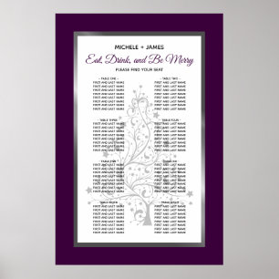 Elegant Purple Silver Wedding Seating Chart