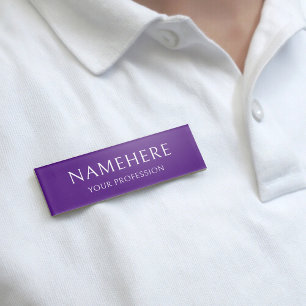 Elegant Purple Simple Basic Minimalist Modern Name Tag
