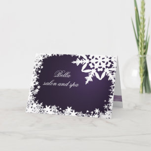 elegant purple snowflake Business Thank You Cards