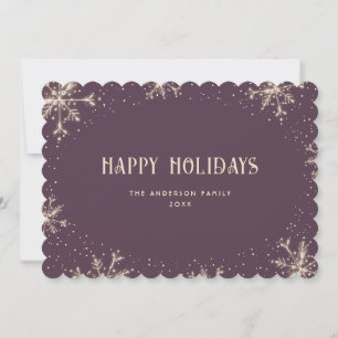 Elegant Purple Snowflake Snow Happy Holidays Card