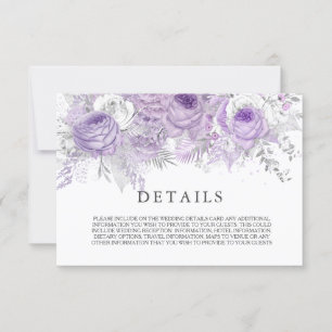 Elegant Purple Sparkle Flowers Wedding Details Invitation