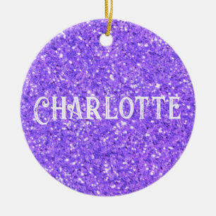 Elegant Purple sparkling glitter pattern   Ceramic Tree Decoration