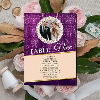 Elegant Purple Sparkly Photo Seating Chart Card