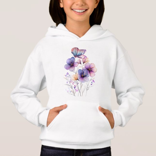 Elegant Purple Spring Floral & Butterfly   (Front)