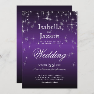 Elegant Purple Star Lights Wedding Invitation