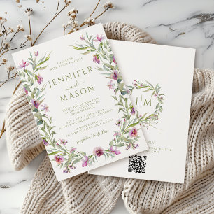 Elegant purple summer garden flower Wedding Invitation